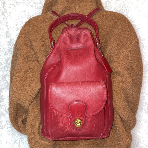 Coach Handbags - Coach Rare Vintage Red Bucket Convertible Sling Shoulder Bag Backpack 9992